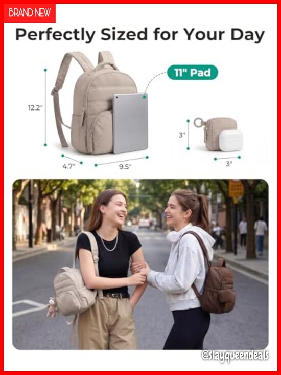 2-in-1 Quilted Mini Backpack with Detachable Pouch, Lightweight Water-Resistant main image 4